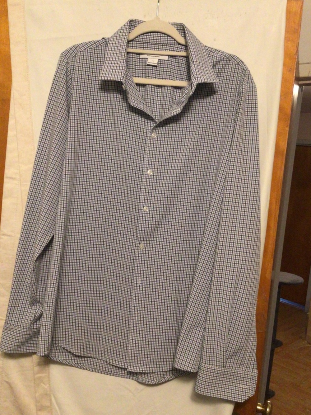 Mizzenmast + Main  button up dress checkered  shirt SZ L Performance Wear